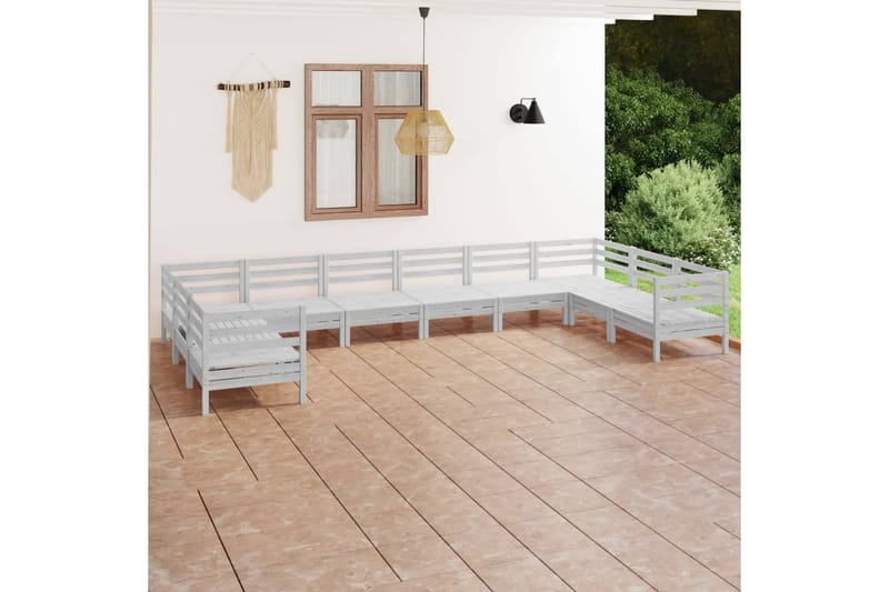 Hagesofagruppe 10 deler hvit heltre furu - Hvit - Verandamøbler - Sofagruppe utendørs - Loungesett