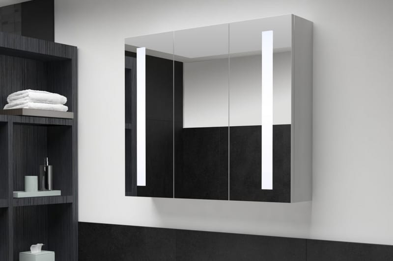 LED-speilskap til bad 89x14x62 cm - Hvit - Baderom - Baderomsmøbler - Baderomsskap