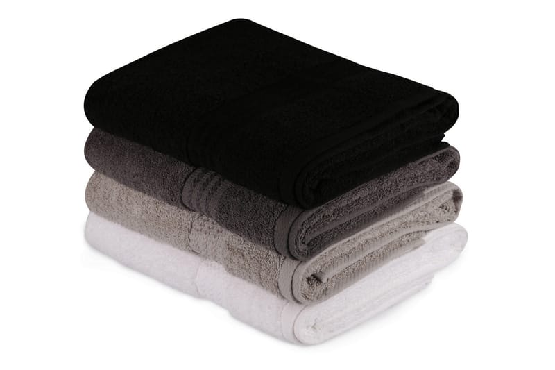 Hobby Badehåndkle 70x140 cm 2-pk - Hvit/Grå/Mørkegrå/Svart - Baderom - Tekstiler baderom - Håndklær og badehåndkle