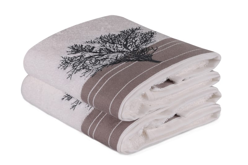 Hobby Håndkle 50x90 cm 2-pk - Hvit/Beige - Baderom - Tekstiler baderom - Håndklær