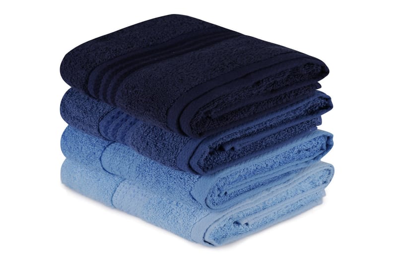 Hobby Håndkle 50x90 cm 4-pk - Mørkeblå/Blå/Lyseblå - Baderom - Tekstiler baderom - Håndklær