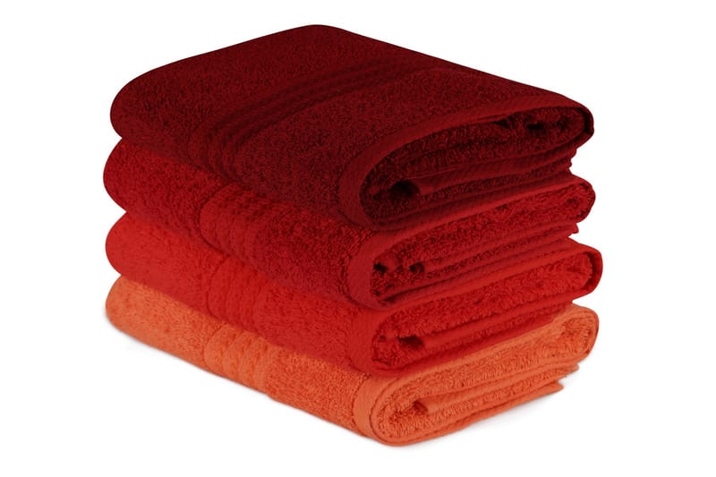 Hobby Håndkle 50x90 cm 4-pk - Oransje/Rød/Rosa - Baderom - Tekstiler baderom - Håndklær
