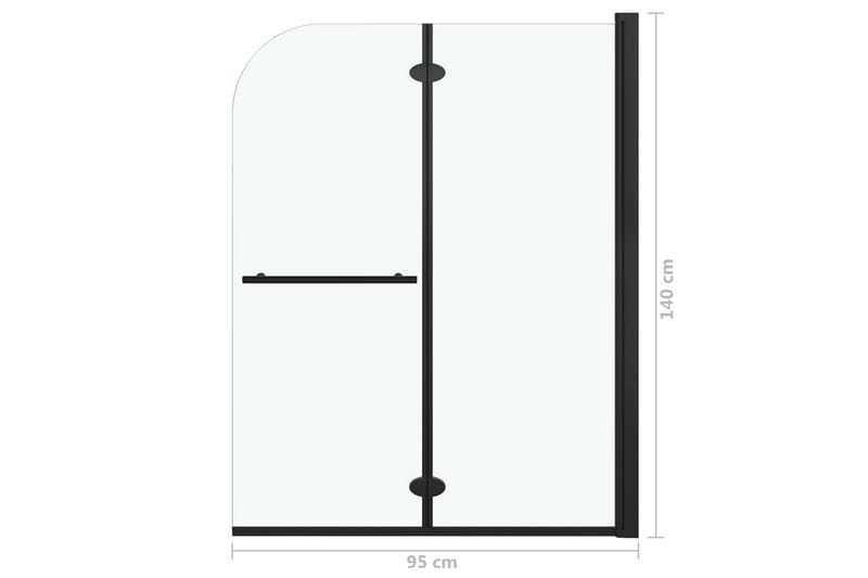 Leddet dusjdør med 2 paneler ESG 95x140 cm svart - Baderom - Dusjer - Dusjvegger