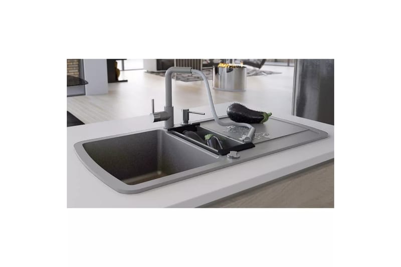 Kjøkkenvask dobbel kum granitt grå - Baderom - Servant og håndvask - Enkel vask