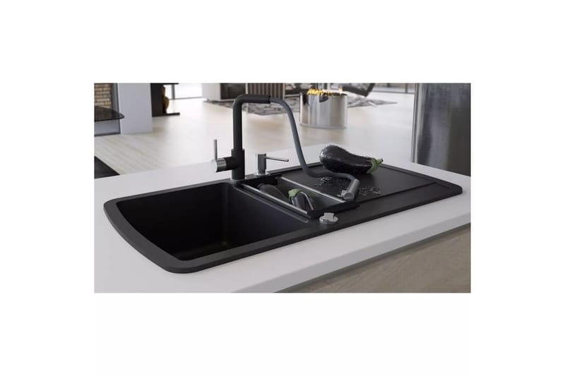 Kjøkkenvask i granitt dobbel kum svart - Baderom - Servant og håndvask - Enkel vask