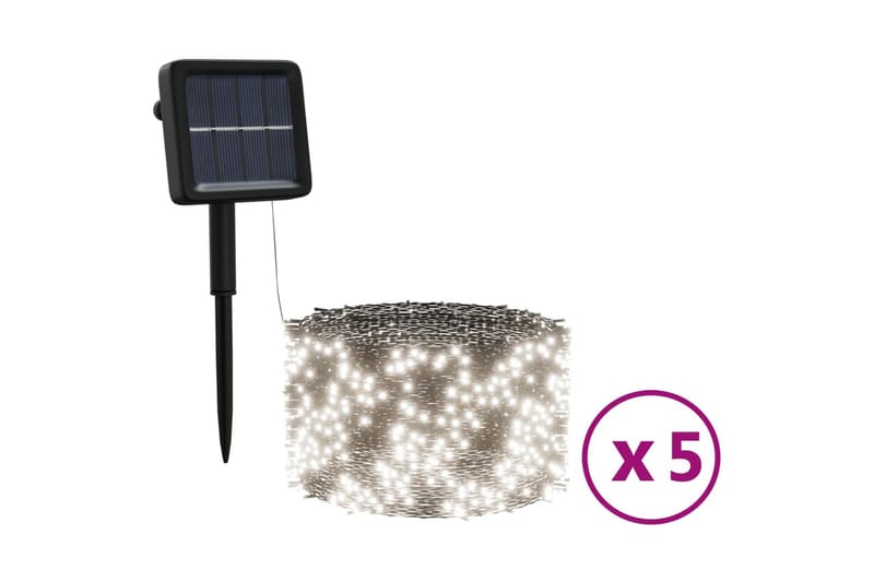 Soldrevne lysslynger 5stk LED kaldhvit innendørs utendørs - Hvit - Belysning - Innendørsbelysning & Lamper - Dekorasjonsbelysning - Lysslynge
