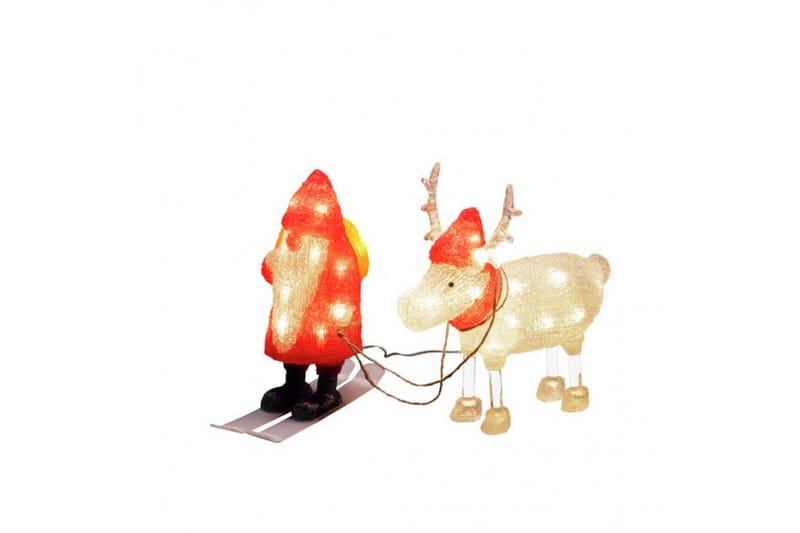 Nisse med Rein akryl 40 Led Transparent/Rød - Konstsmide - Belysning - Innendørsbelysning & Lamper - Dekorasjonsbelysning - Dekorasjonsbelysning dyr & figurer