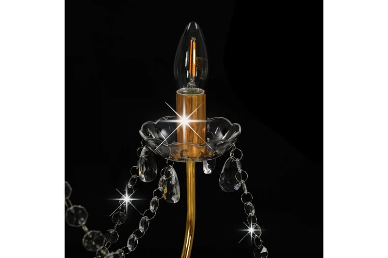 Lysekrone med perler gyllen 8 x E14 lyspӕrer - Gull - Belysning - Innendørsbelysning & Lamper - Krystallkrone & takkrone