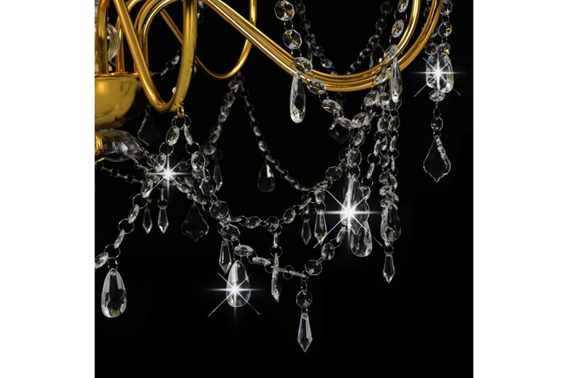 Lysekrone med perler gyllen 8 x E14 lyspӕrer - Gull - Belysning - Innendørsbelysning & Lamper - Krystallkrone & takkrone