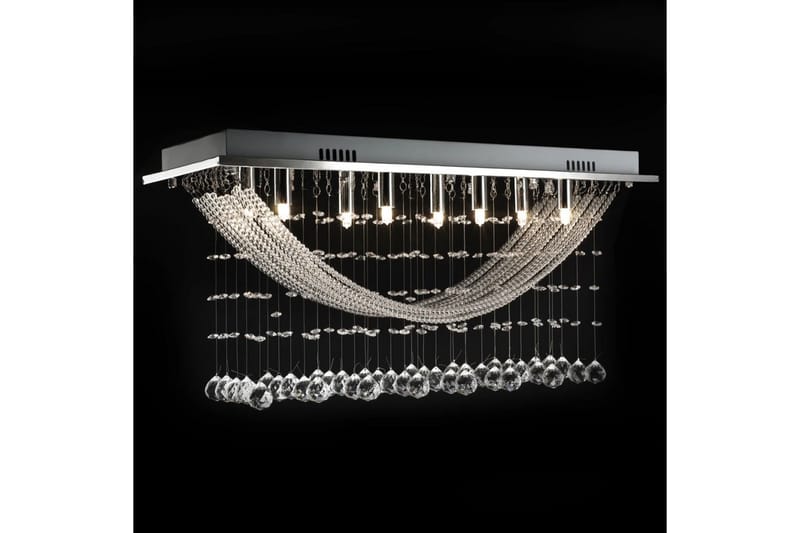 Hvit taklampe med glitrende glasskrystalperler 8 x G9 29 cm - Belysning - Innendørsbelysning & Lamper - Taklampe - Krystallkrone & takkrone