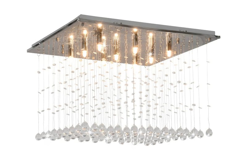Taklampe med krystallperler sølv kubisk G9 - Silver - Møbler - Senger - Komplett sengepakke