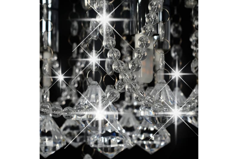 Taklampe med krystallperler sølv rund 4 x G9 lyspӕrer - Silver - Belysning - Innendørsbelysning & Lamper - Taklampe - Krystallkrone & takkrone