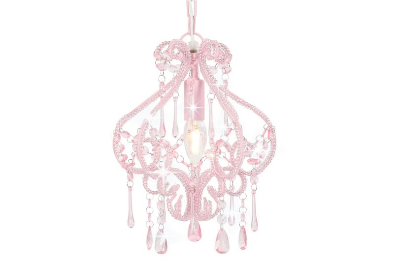 Taklampe med perler rosa rund E14 - Rosa - Belysning - Innendørsbelysning & Lamper - Taklampe - Krystallkrone & takkrone