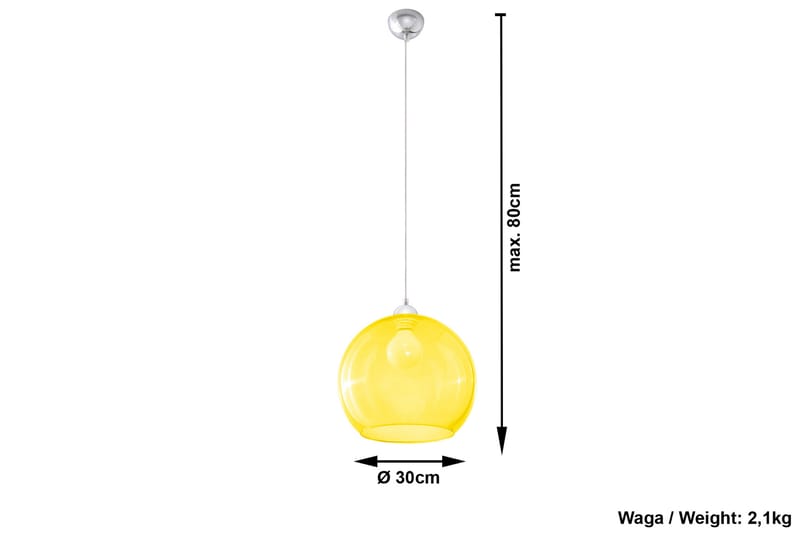 Ball Pendellampe Gul - Sollux Lighting - Belysning - Innendørsbelysning & Lamper - Taklampe - Pendellamper & Hengelamper