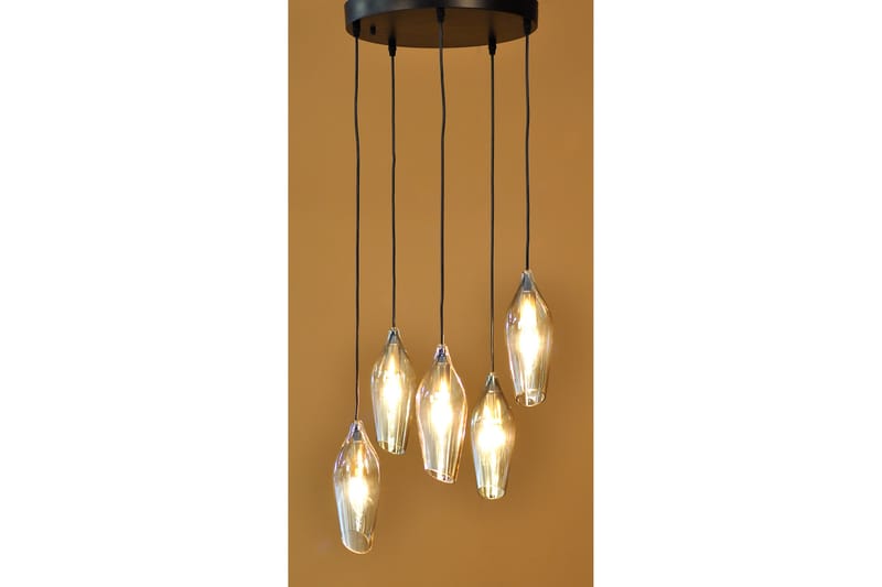 Dalmatia Taklampe 5 Lys Svart/Gull/Amber - AG Home & Light - Belysning - Innendørsbelysning & Lamper - Taklampe - Pendellamper & Hengelamper