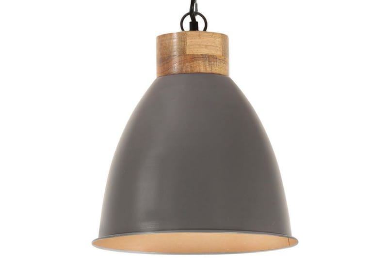 Industriell hengelampe grå jern og heltre 35 cm E27 - Grå - Belysning - Innendørsbelysning & Lamper - Kjøkkenlampe - Taklampe kjøkken