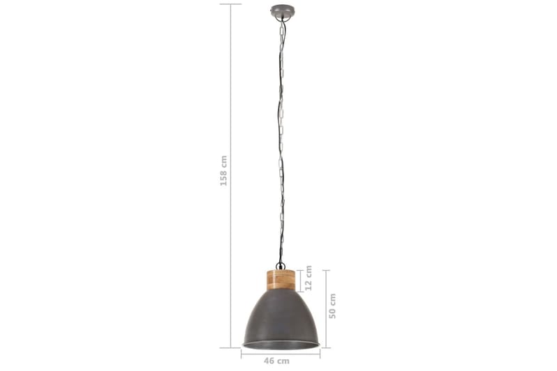 Industriell hengelampe grå jern og heltre 46 cm E27 - Grå - Belysning - Innendørsbelysning & Lamper - Taklampe - Pendellamper & Hengelamper