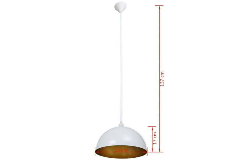 Taklampe 2 stk høydejusterbar halvkuleformet hvit - Hvit/Gull - Belysning - Innendørsbelysning & Lamper - Taklampe - Pendellamper & Hengelamper
