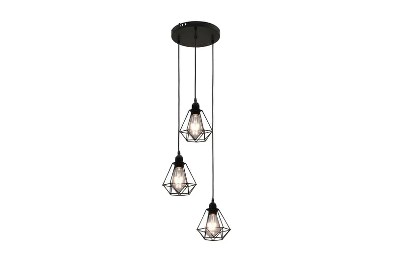 Taklampe med diamant-design svart 3 x E27 lyspӕrer - Svart - Belysning - Innendørsbelysning & Lamper - Taklampe - Pendellamper & Hengelamper