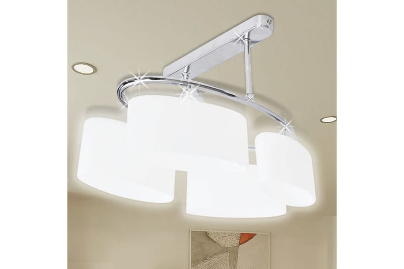 Ellipsoide Taklampe med Glasskjerm - 4 E14 Pӕrer - Hvit/Krom - Belysning - Innendørsbelysning & Lamper - Taklampe - Plafondlampe