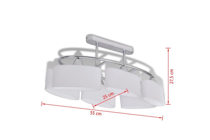 Taklampe med ellipsoide glasskjermer for 6 E14-lyspӕrer - Hvit/Krom - Belysning - Innendørsbelysning & Lamper - Taklampe - Plafondlampe