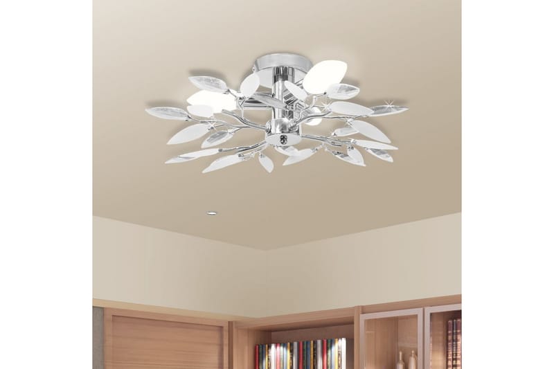 Taklampe med krystalløv i hvit og lilla 3 E14-lyspӕrer - Møbler - Senger - Senger med oppbevaring