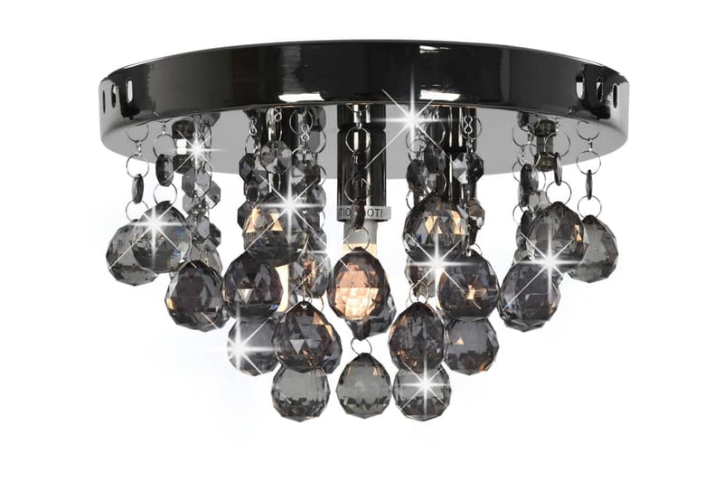 Taklampe med røykgrå perler svart rund G9 - Svart - Belysning - Innendørsbelysning & Lamper - Taklampe - Plafondlampe