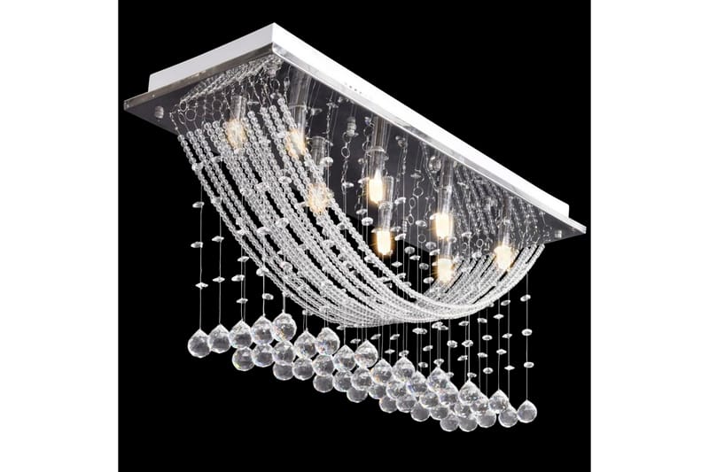 Hvit taklampe med glitrende glasskrystalperler 8 x G9 29 cm - Belysning - Innendørsbelysning & Lamper - Taklampe