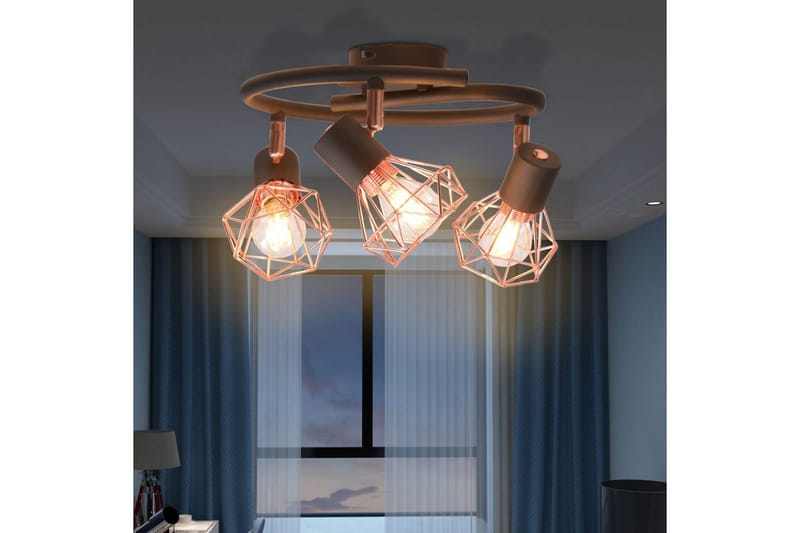 Taklampe med 3 LED-filamentpӕrer 12 W - Svart/Kobber - Belysning - Innendørsbelysning & Lamper - Taklampe