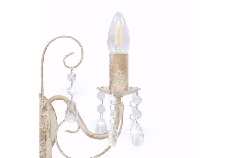 Vegglampe med perler antikk hvit 2 x E14 lyspӕrer - Hvit - Belysning - Innendørsbelysning & Lamper - Vegglampe