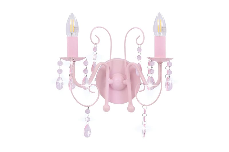 Vegglampe med perler rosa 2 x E14 lyspӕrer - Rosa - Belysning - Innendørsbelysning & Lamper - Nattlamper - Nattlampe vegg