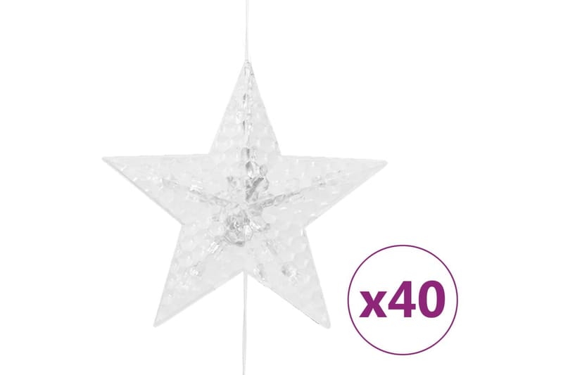 Eventyrlysgardin stjerner 200 LED kaldhvit 8 funksjoner - Hvit - Belysning - Julebelysning utendørs - Øvrig julebelysning