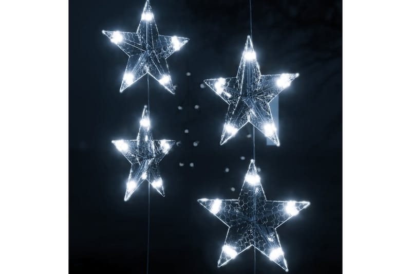 Eventyrlysgardin stjerner 200 LED kaldhvit 8 funksjoner - Hvit - Belysning - Julebelysning utendørs - Øvrig julebelysning