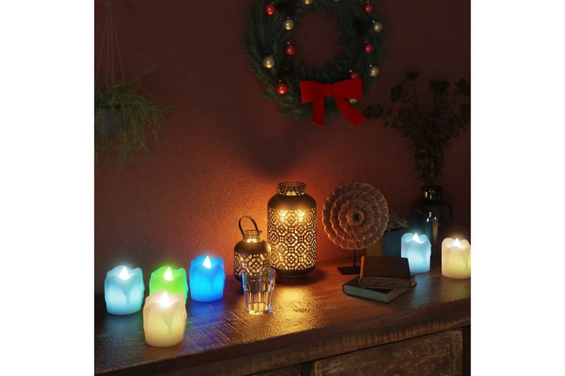 Flammefrie elektriske telys LED lys 100 stk flerfarget - Hvit - Belysning - Julebelysning - Øvrig julebelysning