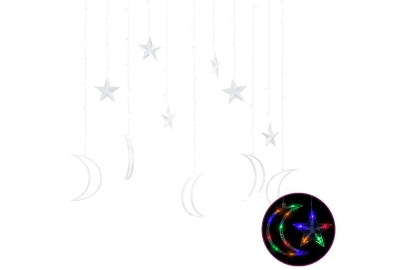 Lysslynge stjerne og måne med fjernkontroll 138 LED - Svart - Belysning - Julebelysning - Øvrig julebelysning