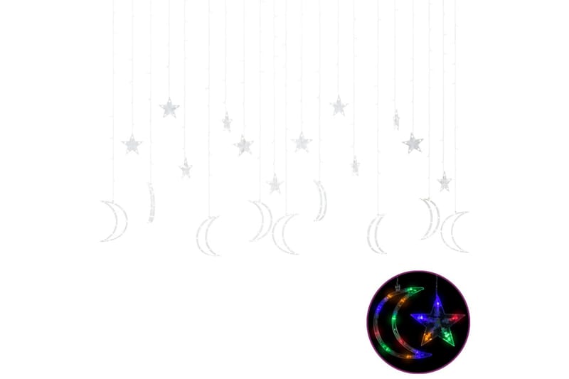 Lysslynge stjerne og måne med fjernkontroll 345 LED - Svart - Belysning - Julebelysning - Øvrig julebelysning