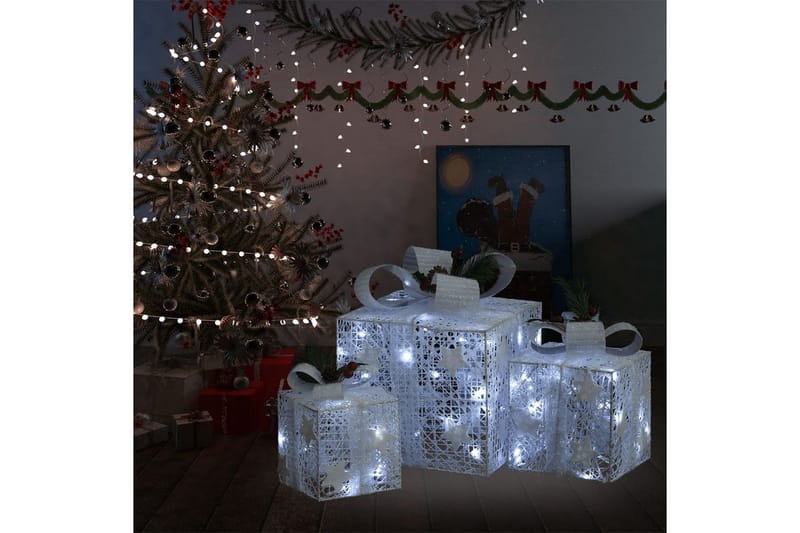 Dekorative julegaveesker 3 stk sølv utendørs innendørs - Silver - Belysning - Julebelysning - Julelys ute