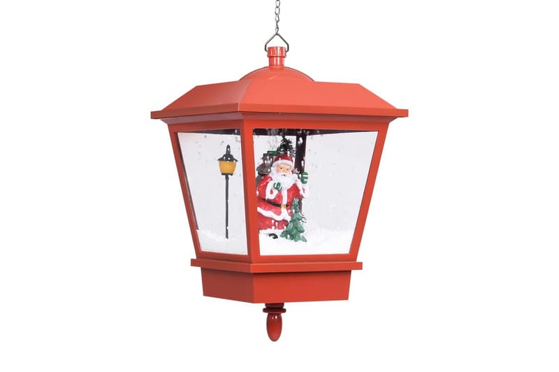 Hengende julelampe med LED-lys & julenisse rød 27x27x45 cm - Belysning - Julebelysning - Julelys ute