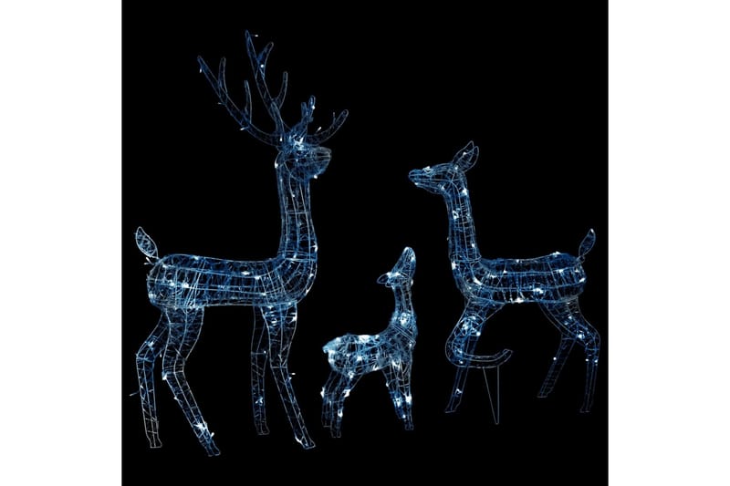 Julereinsdyrfamilie akryl 300 LED 160 cm kaldhvitt - Hvit - Belysning - Julebelysning - Julelys ute