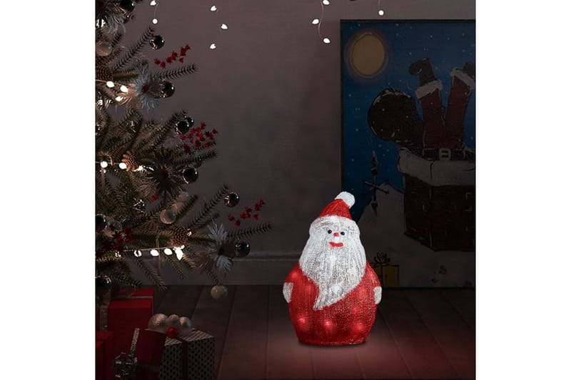LED-julenissefigur akryl innendørs og utendørs 28cm - Rød - Belysning - Julebelysning - Julelys ute