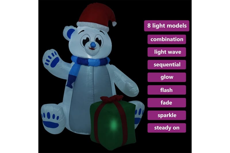 Oppblåsbar juleisbjørn LED innendørs og utendørs 1,8 m - Flerfarget - Belysning - Julebelysning - Julelys ute