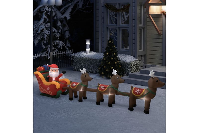 Oppblåsbar julenisse og reinsdyr LED 490 cm - Flerfarget - Belysning - Julebelysning - Julelys ute