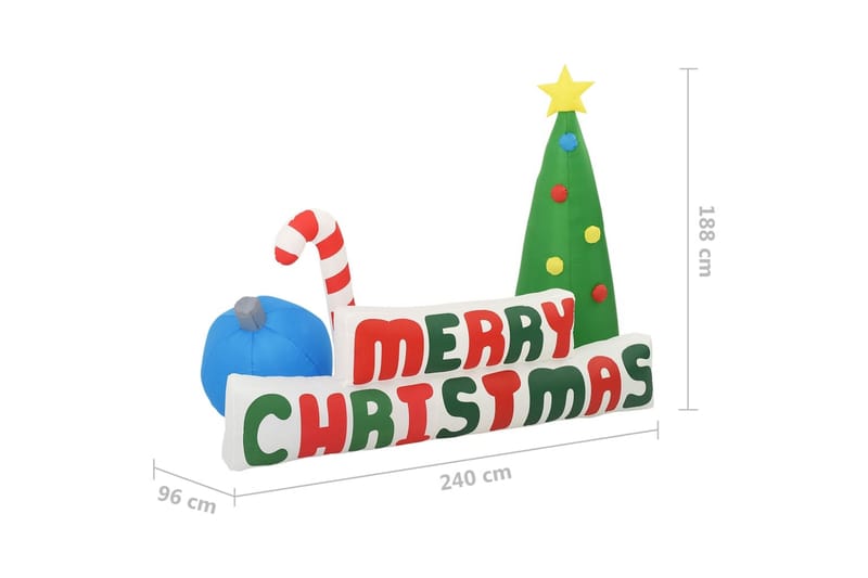 Oppblåsbar LED-dekorasjon god jul 240x188 cm - Flerfarget - Belysning - Julebelysning - Julelys ute
