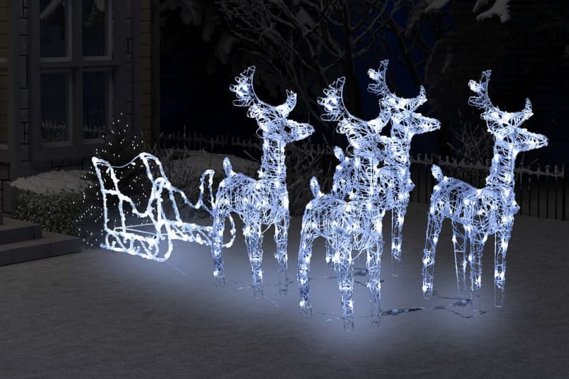 Reinsdyr og slede julepynt 400 lysdioder akryl - Belysning - Julebelysning utendørs - Julebelysning utendørs