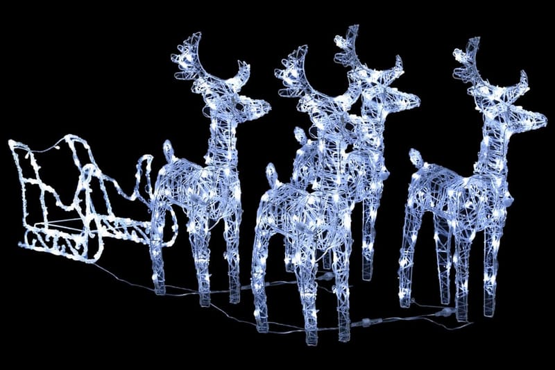 Reinsdyr og slede julepynt 400 lysdioder akryl - Belysning - Julebelysning - Julelys ute