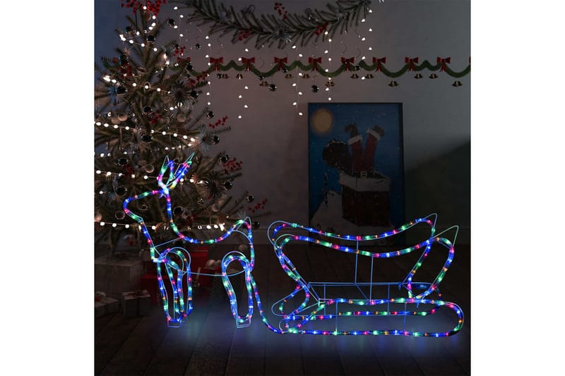 Reinsdyr og slede julepynt utendørs 252 lysdioder - Flerfarget - Belysning - Julebelysning - Julelys ute