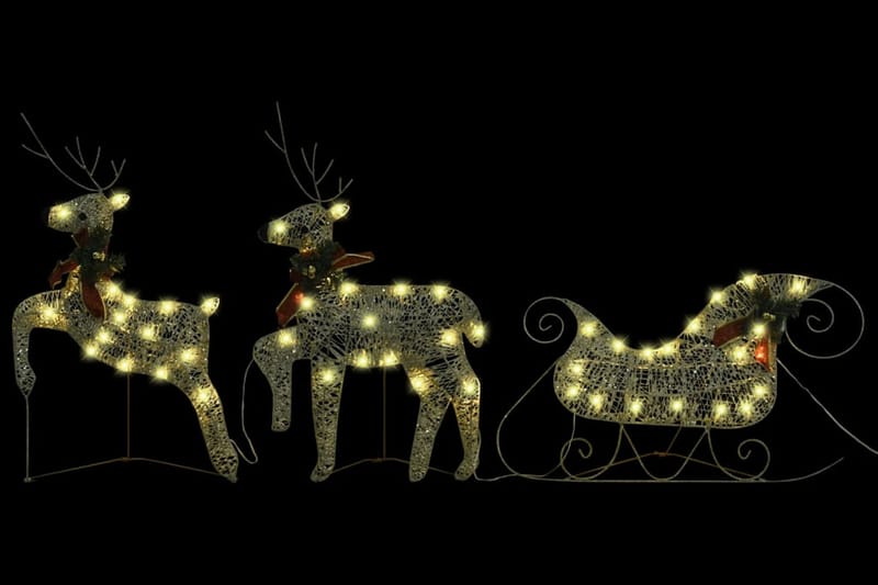 Reinsdyr & slede julepynt 60 lysdioder utendørs gull - Belysning - Julebelysning - Julelys ute
