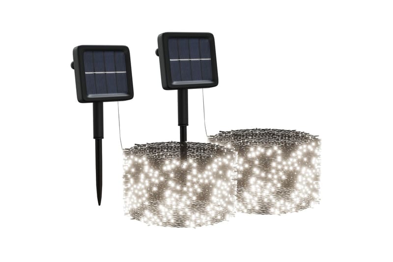 Soldrevne lysslynger 2stk LED kaldhvit innendørs utendørs - Hvit - Møbler - Senger - Sengetilbehør & sengegavl - Sengegavl