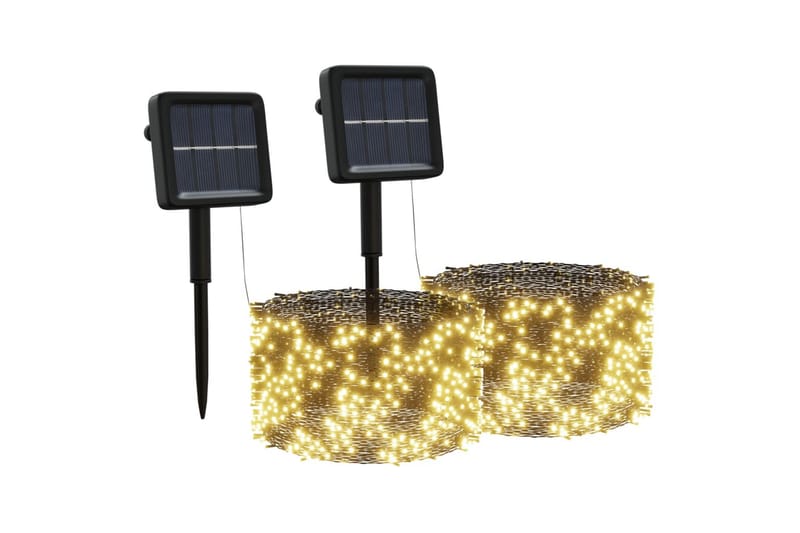 Soldrevne lysslynger 2stk LED varmhvit innendørs utendørs - Hvit - Belysning - Julebelysning - Julelys ute