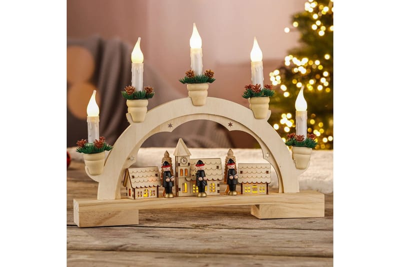 HI Dekorativ julebue med velkomstlys - Brun - Belysning - Julebelysning - Adventsstake